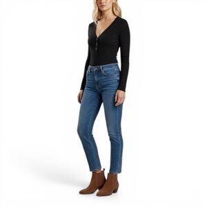 Steve Madden Henley Ribbed Long-Sleeve Bodysuit